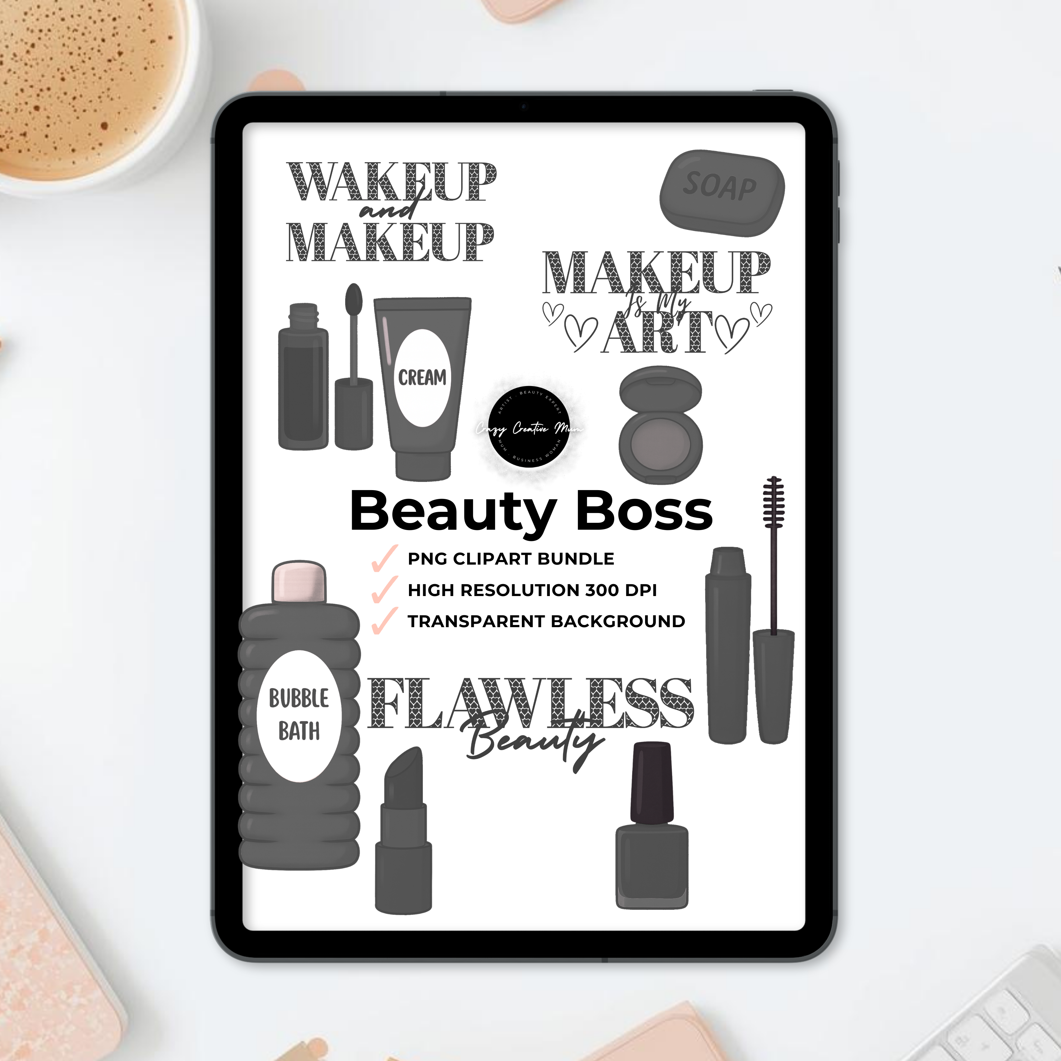 Beauty Boss - PNG and Clipart Bundle - Black