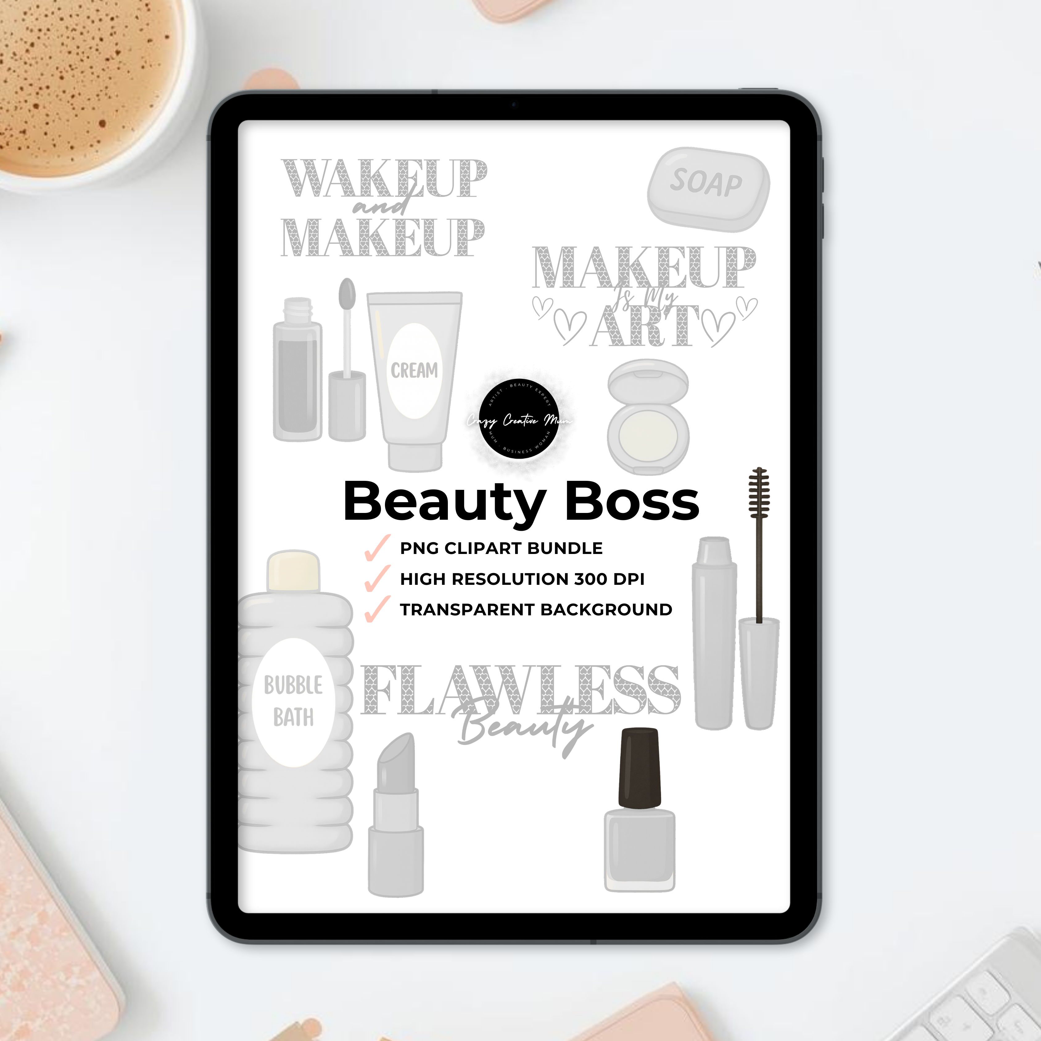 Beauty Boss - PNG and Clipart Bundle - White