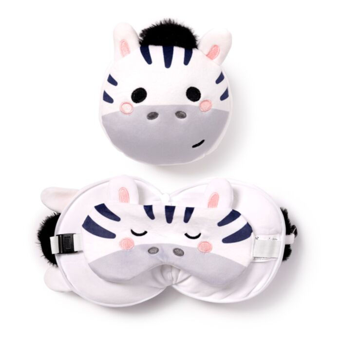 Relaxees Adormals Bali the Zebra Plush Travel Pillow & Eye Mask