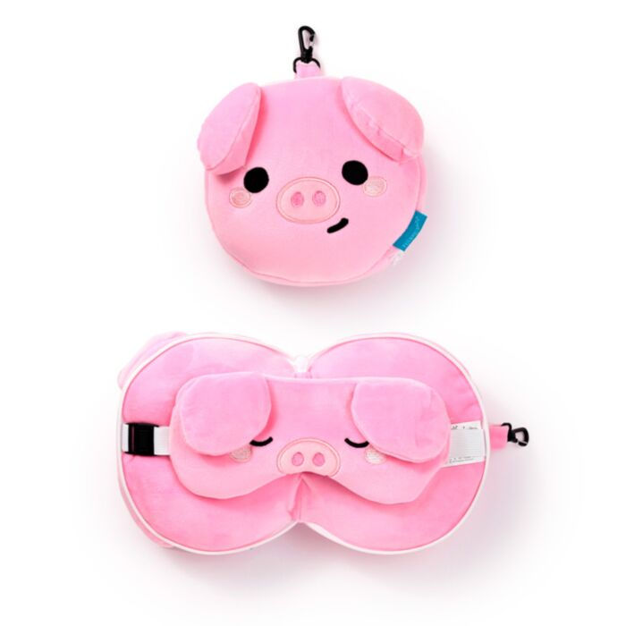 Relaxees Adormals Oliver the Pig Plush Travel Pillow & Eye Mask