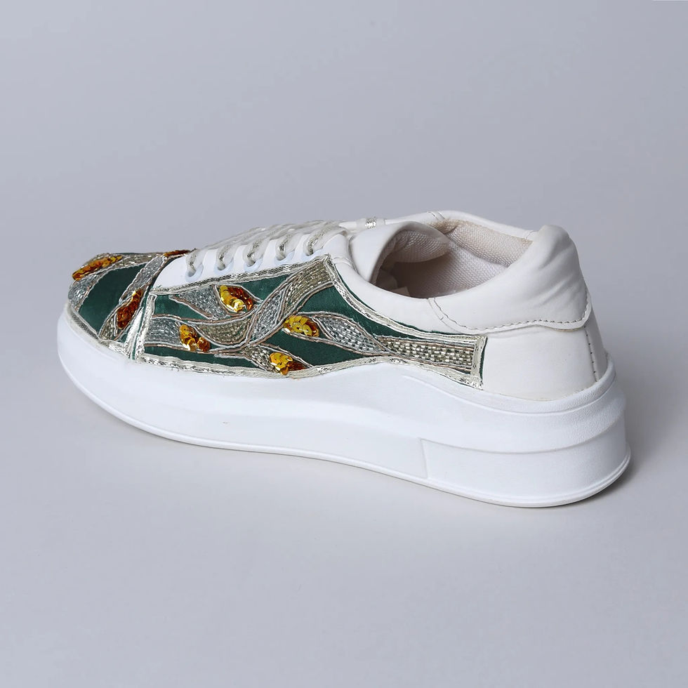 Thumbnail: Green Metalic Mesh Sneakers