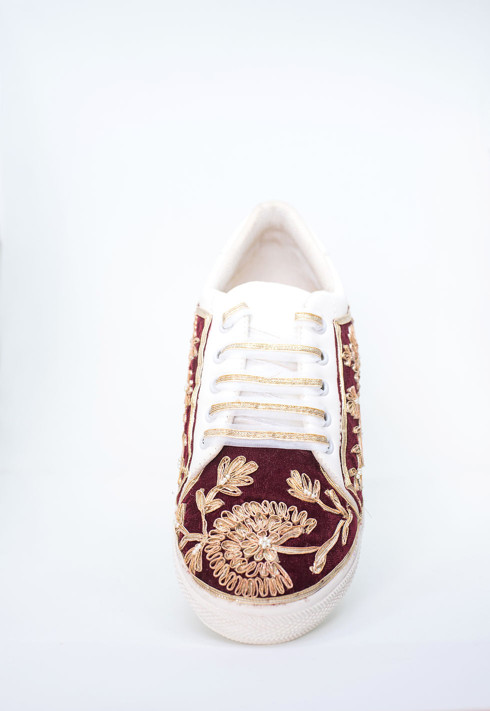 Thumbnail: Red Velvet with Gota embroidery Sneakers