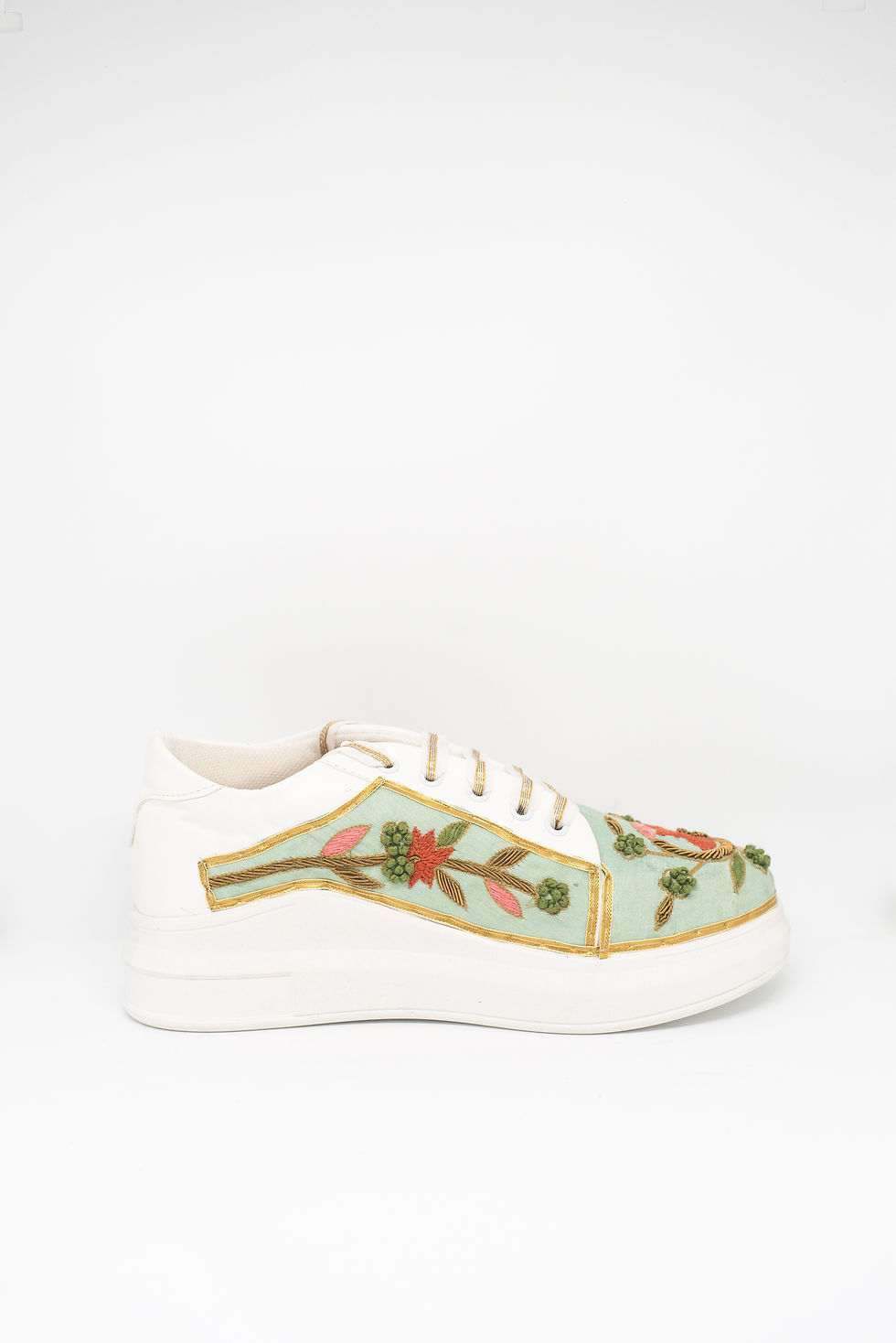 Thumbnail: Mint Green Garden Thread Work Sneakers