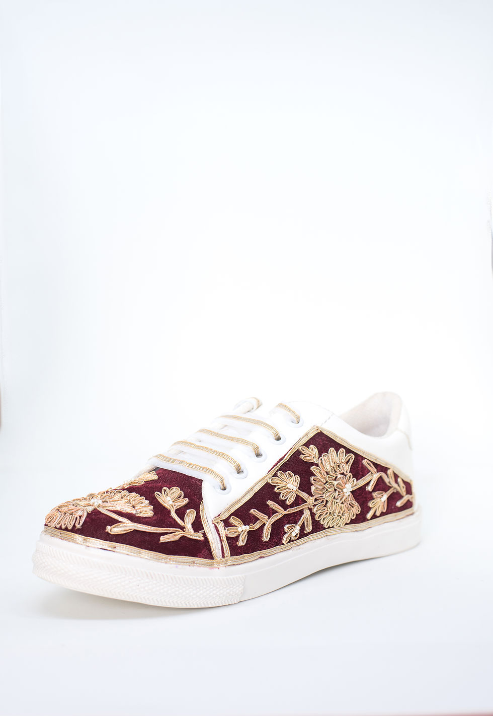 Thumbnail: Red Velvet with Gota embroidery Sneakers