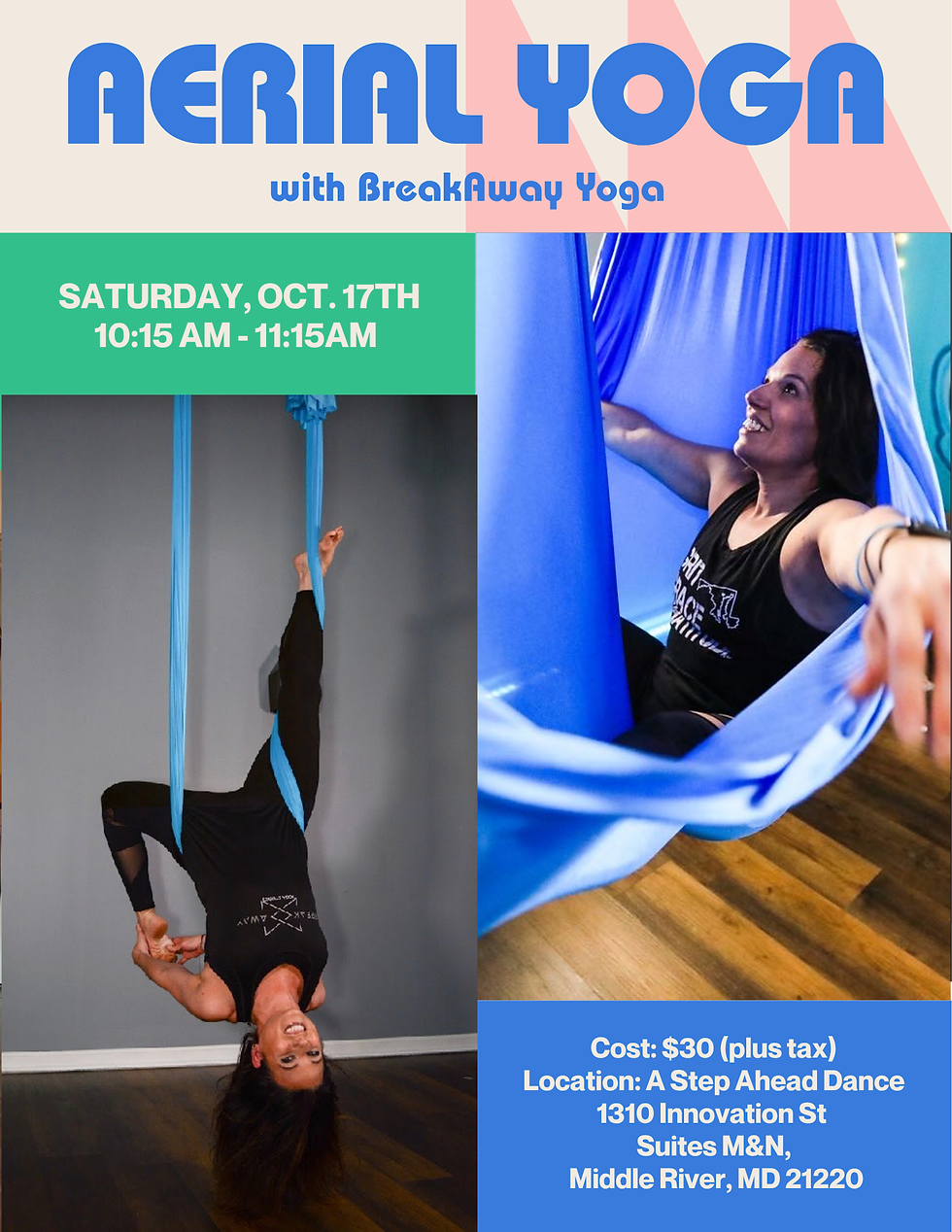 Saturday, Oct. 17th - 10:15am Aerial Yoga