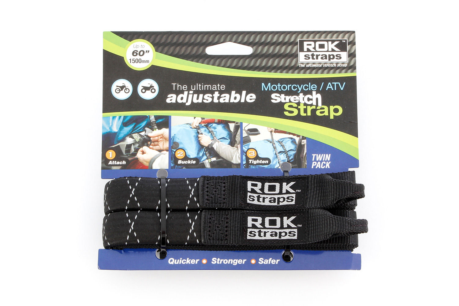 ROK Motorcycle Belts Heavy Duty - 25 mm - Set - black