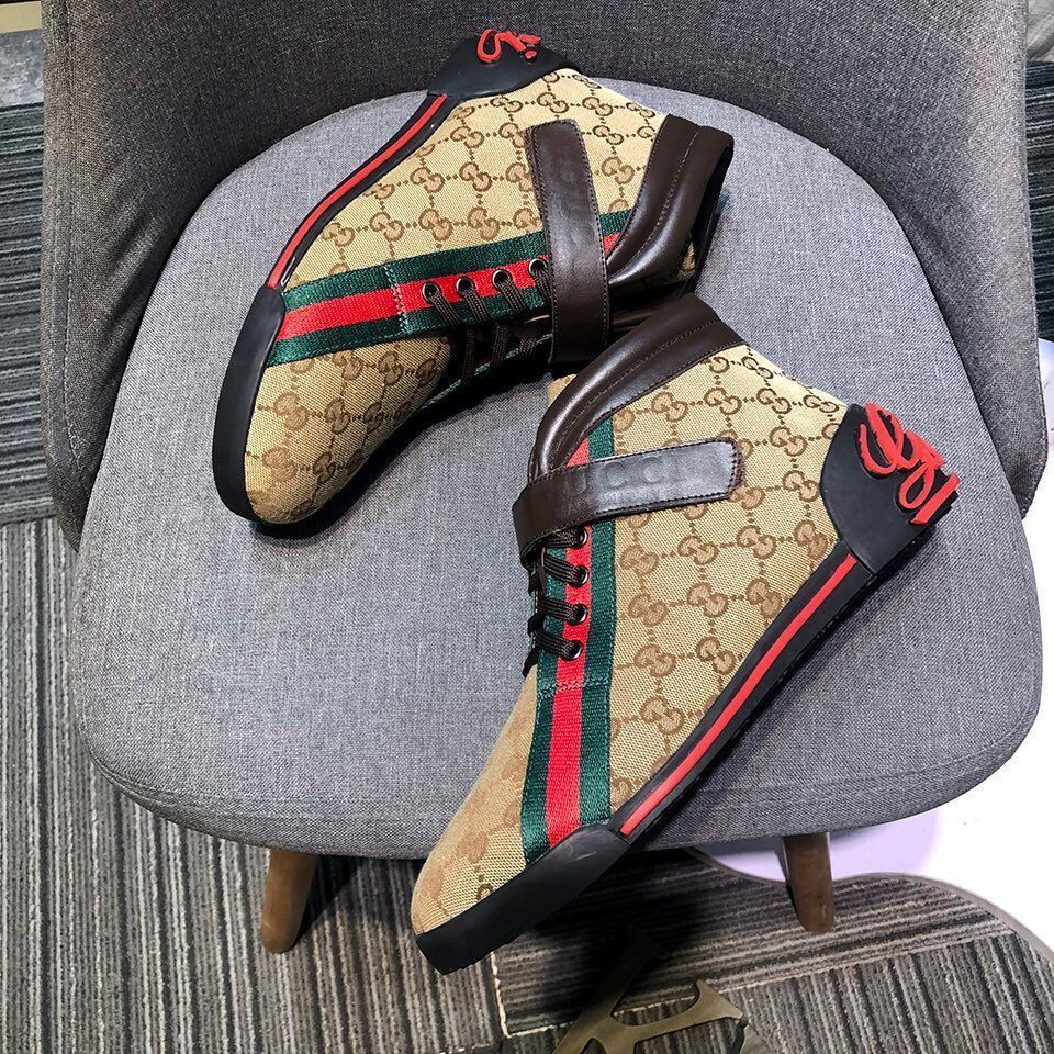 Thumbnail: Gucci Sport Calf Leather Trim Shoes