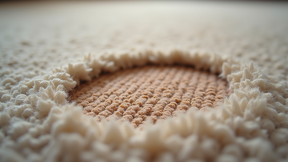 Close-up view of a carpet patch repair showing texture and color match