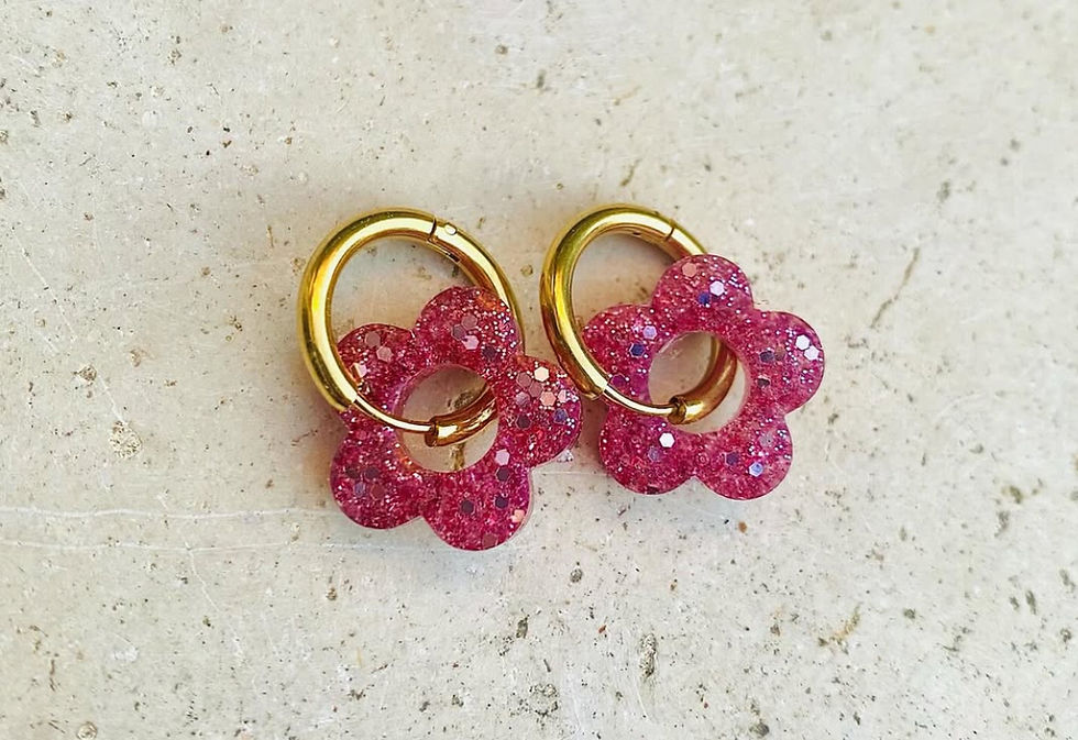 Boucles en fleur rose