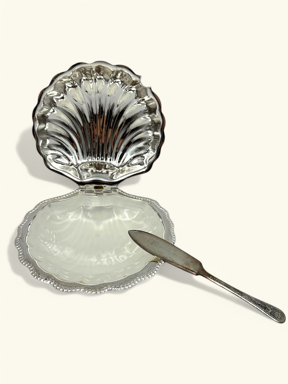 Midye Formlu Tereyağlık + Gümüş Kaplama Bıçak