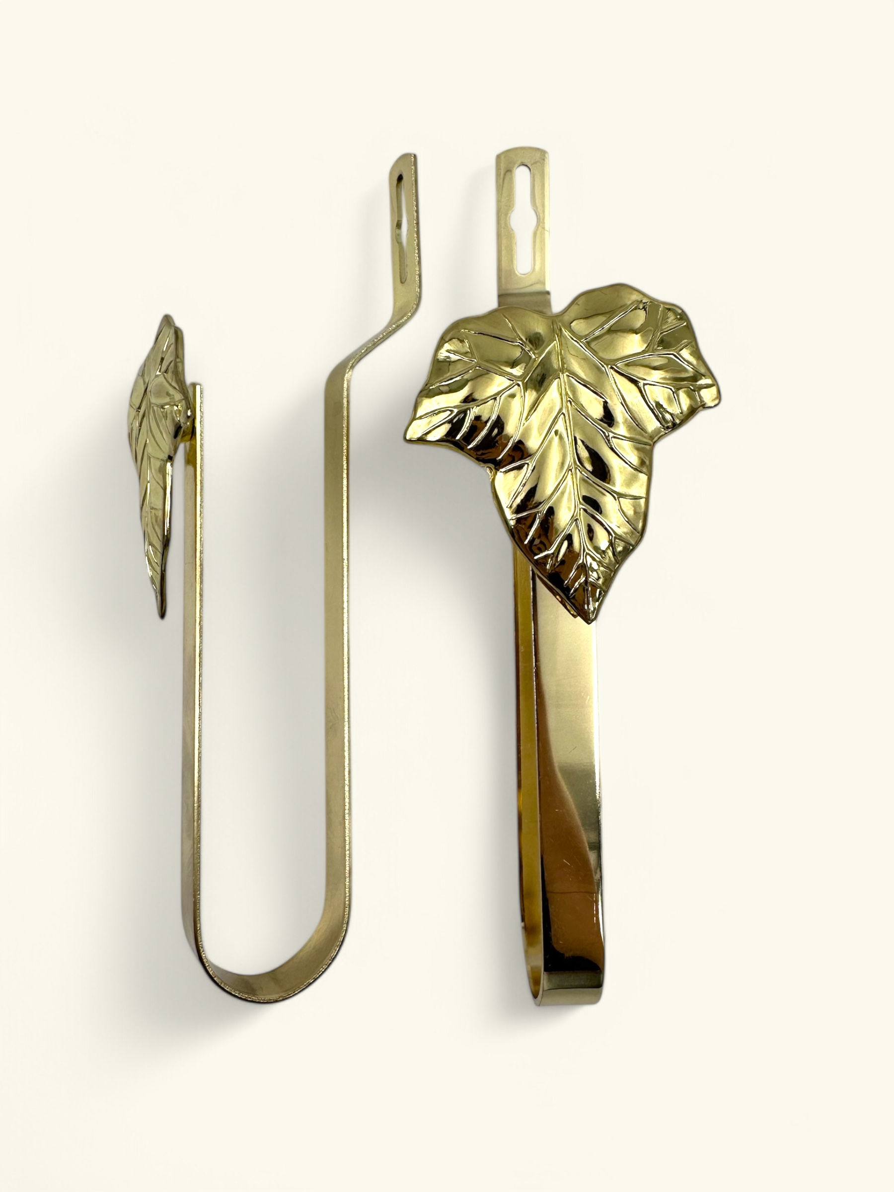 Pirinç Metal Yaprak Formlu Duvar Askılığı (2'li Set)