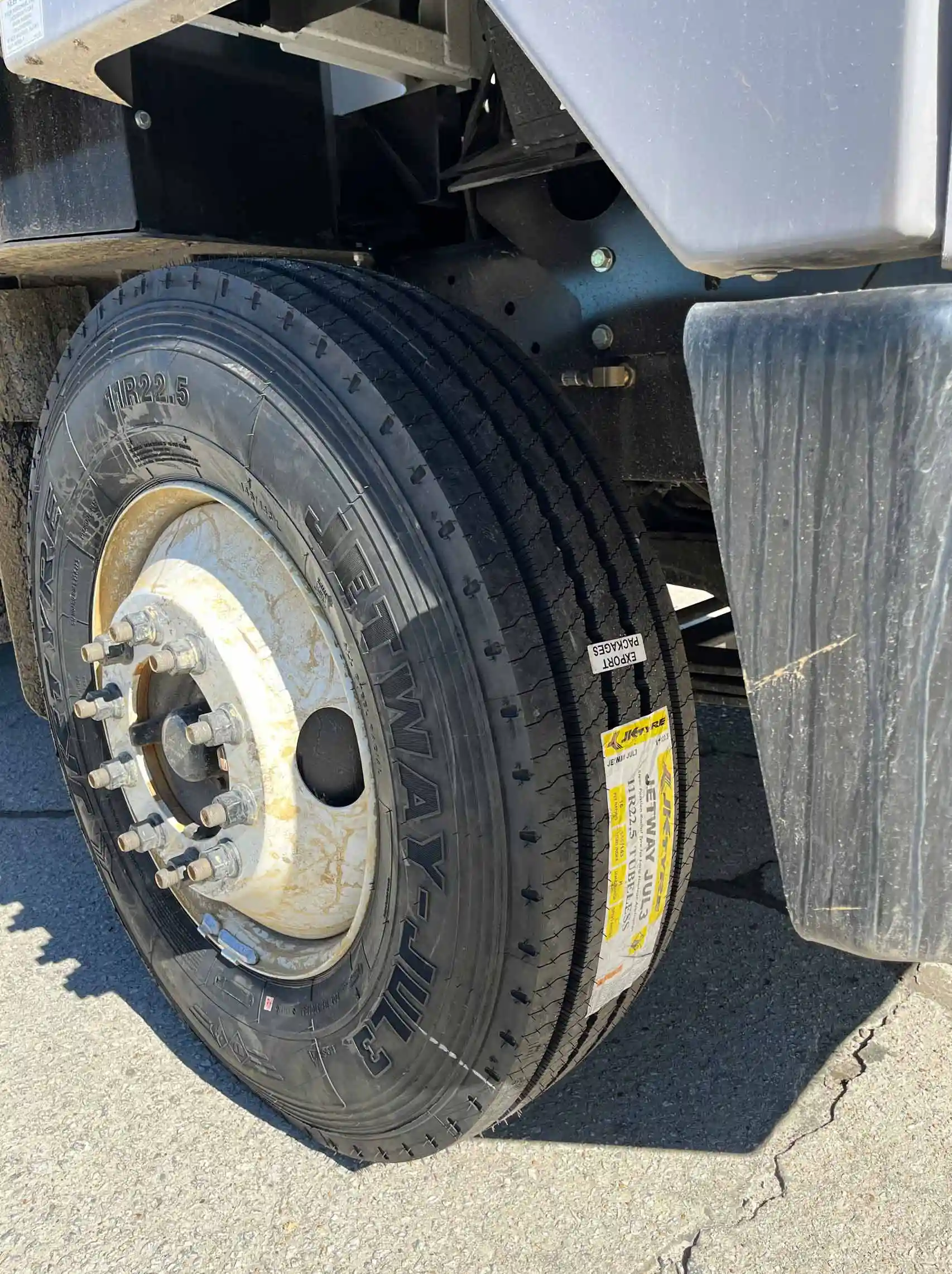 New commercial tire on semi truck