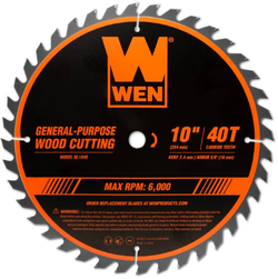 WEN 10-inch 40 Tooth Carbide Tipped Circular Saw Blade