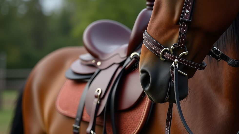 Close-up view of a well-cared-for saddle and bridle set