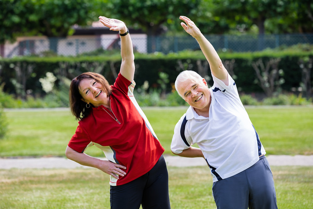 Active Senior Couple exercising