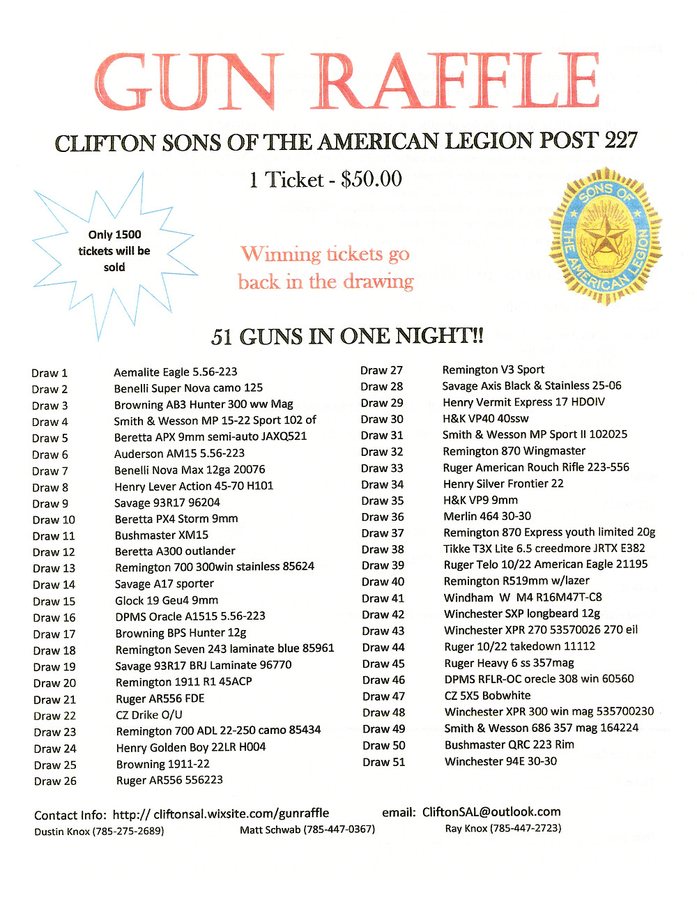 gun raffle flyer