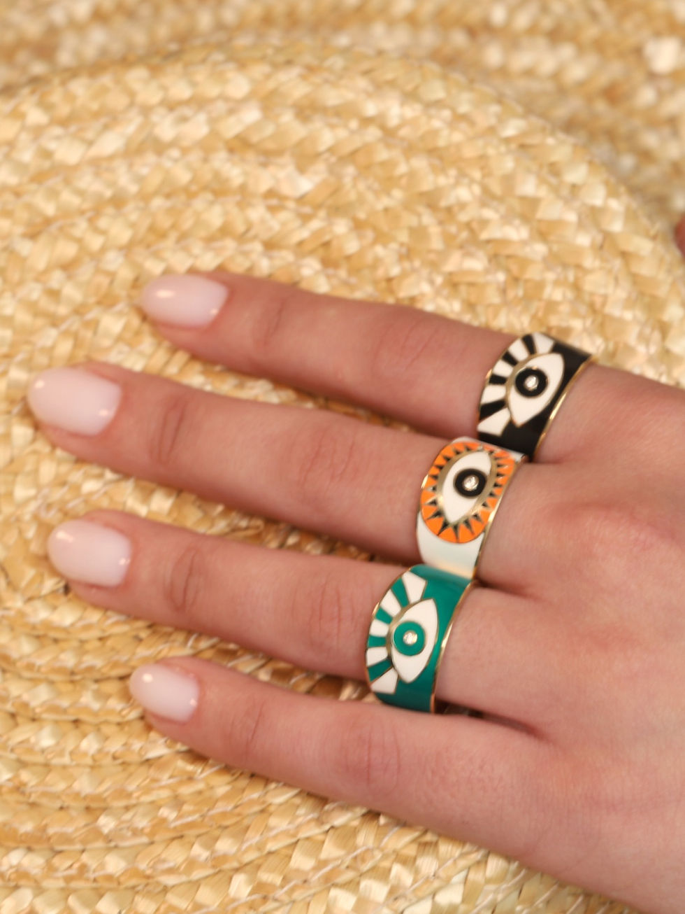 Thumbnail: OKO - Cloisonne plated evil eye ring