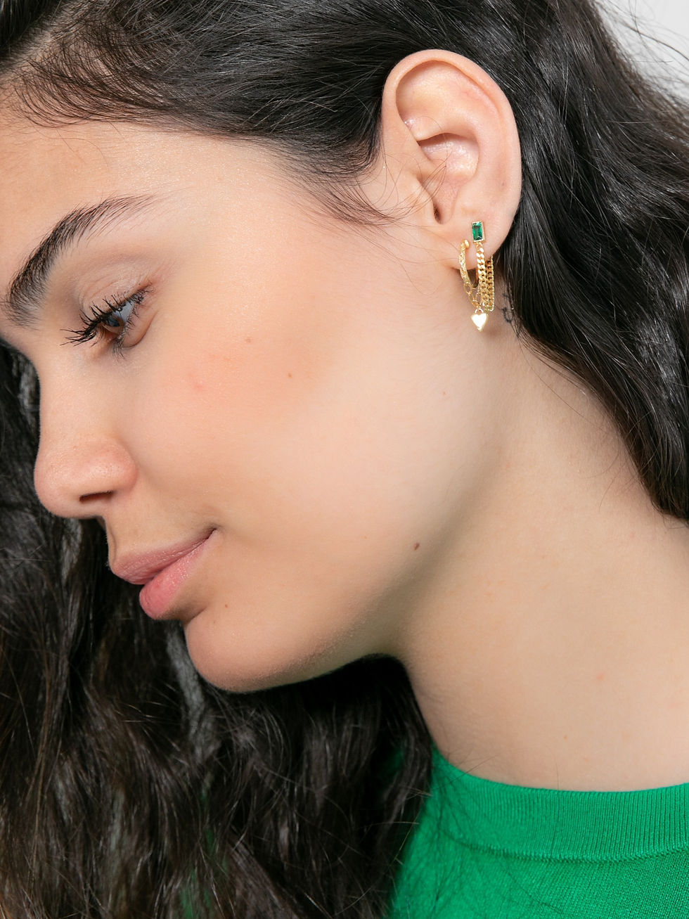 Thumbnail: CADEA - Silver chain earrings with zircon gemstone