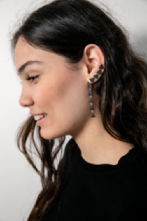 ASTADO - Zirkon taşlı earcuff gümüş küpe