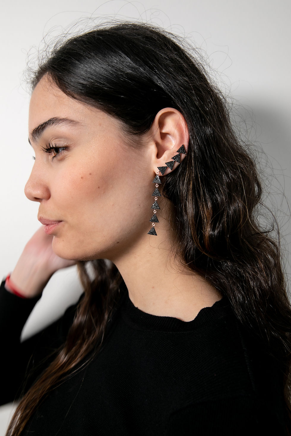 Küçük resim: ASTADO - Zirkon taşlı earcuff gümüş küpe