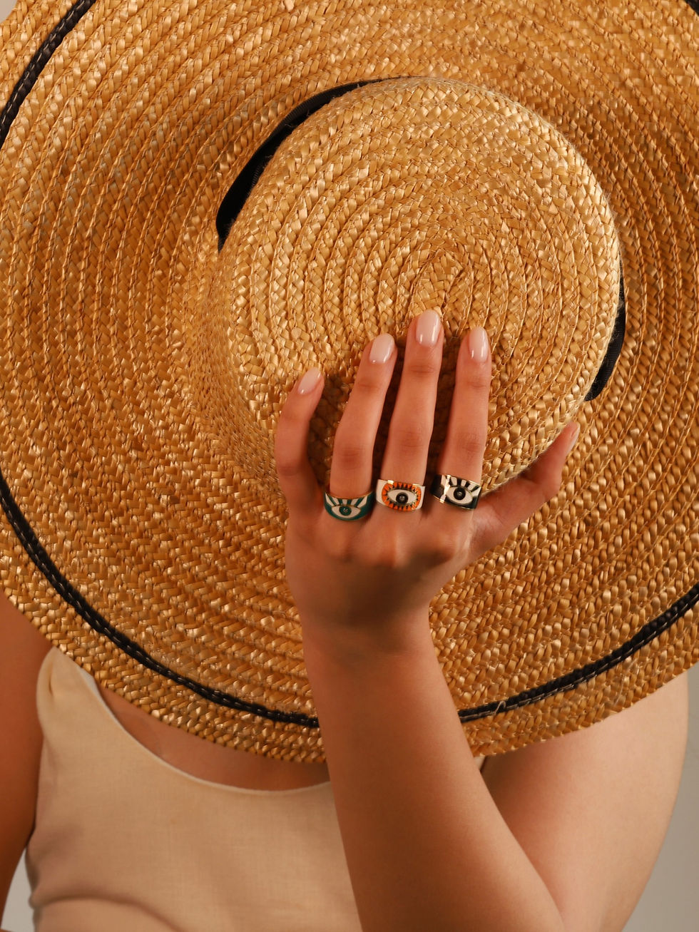 Thumbnail: OKO - Cloisonne plated evil eye ring