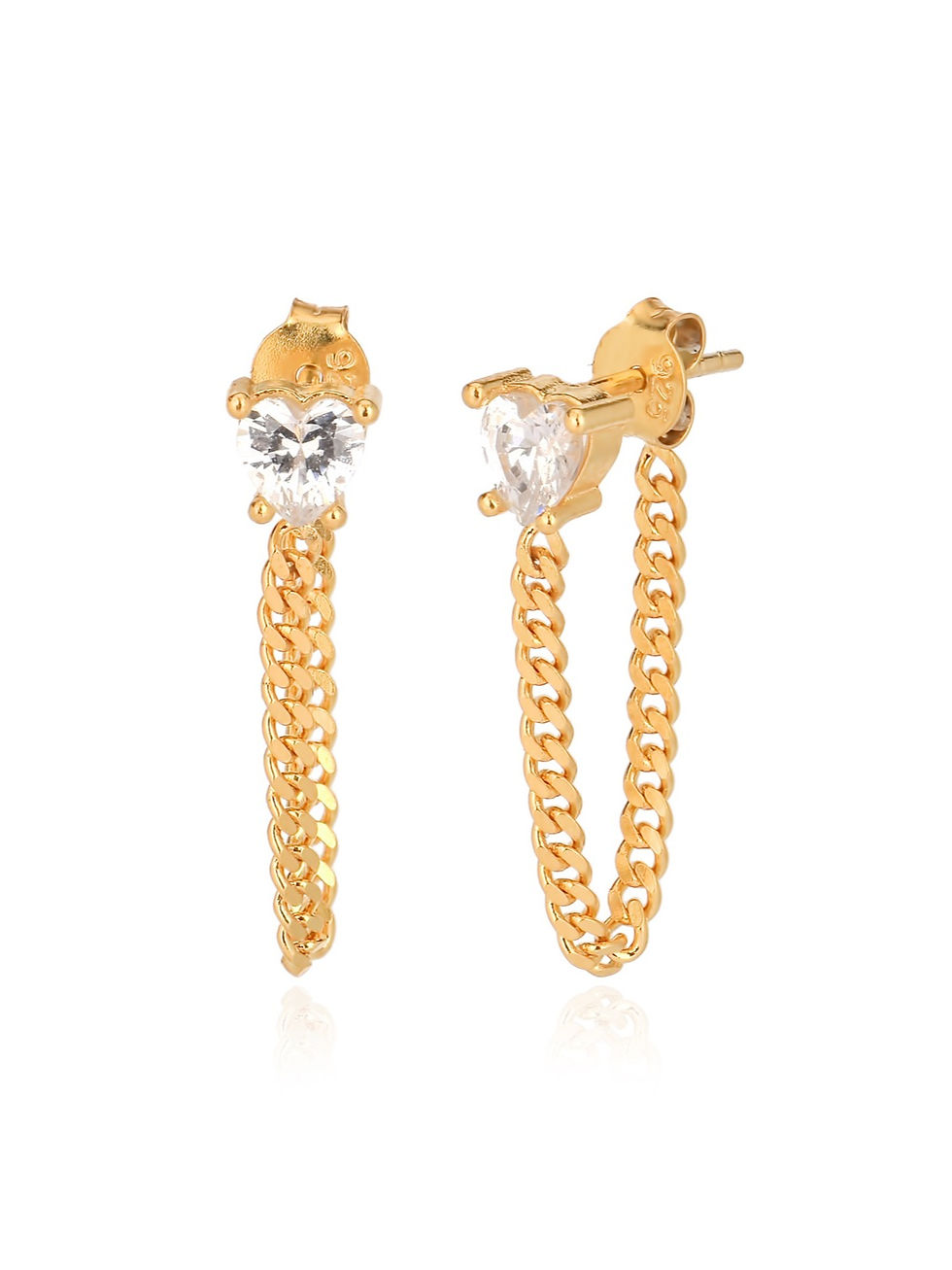 Thumbnail: CUERO - Chain earrings with zircon gemstones