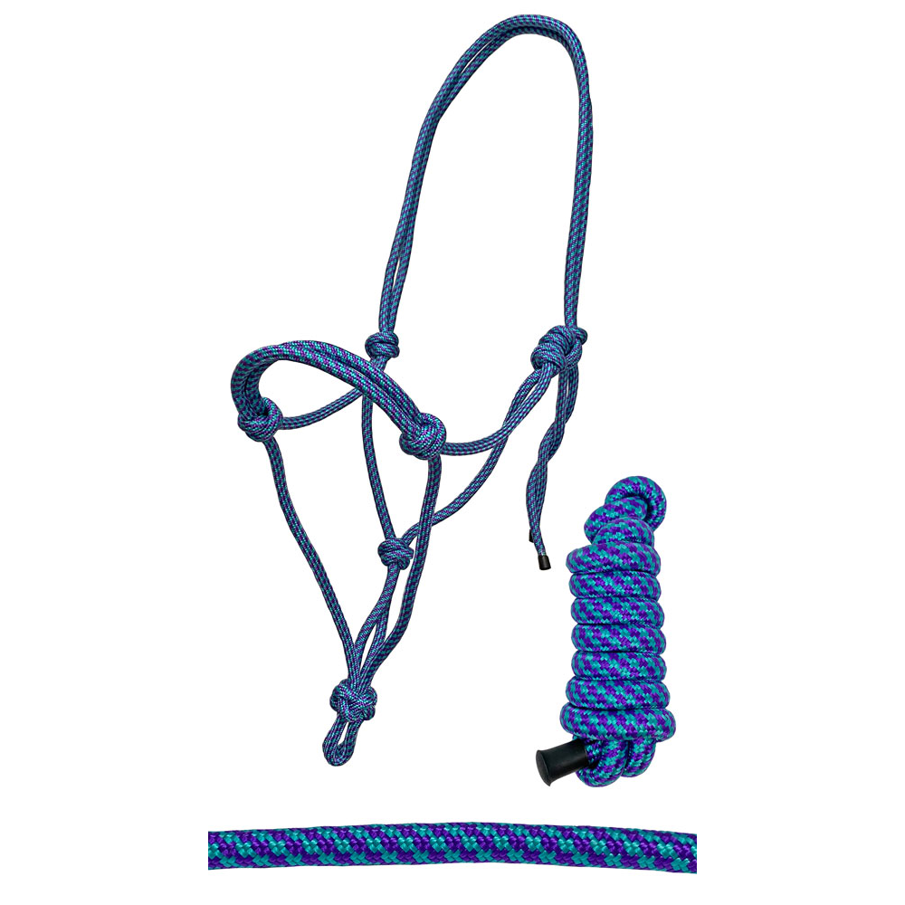 Rugged Ride Geometric Braided Rope Halter With Matching Lead