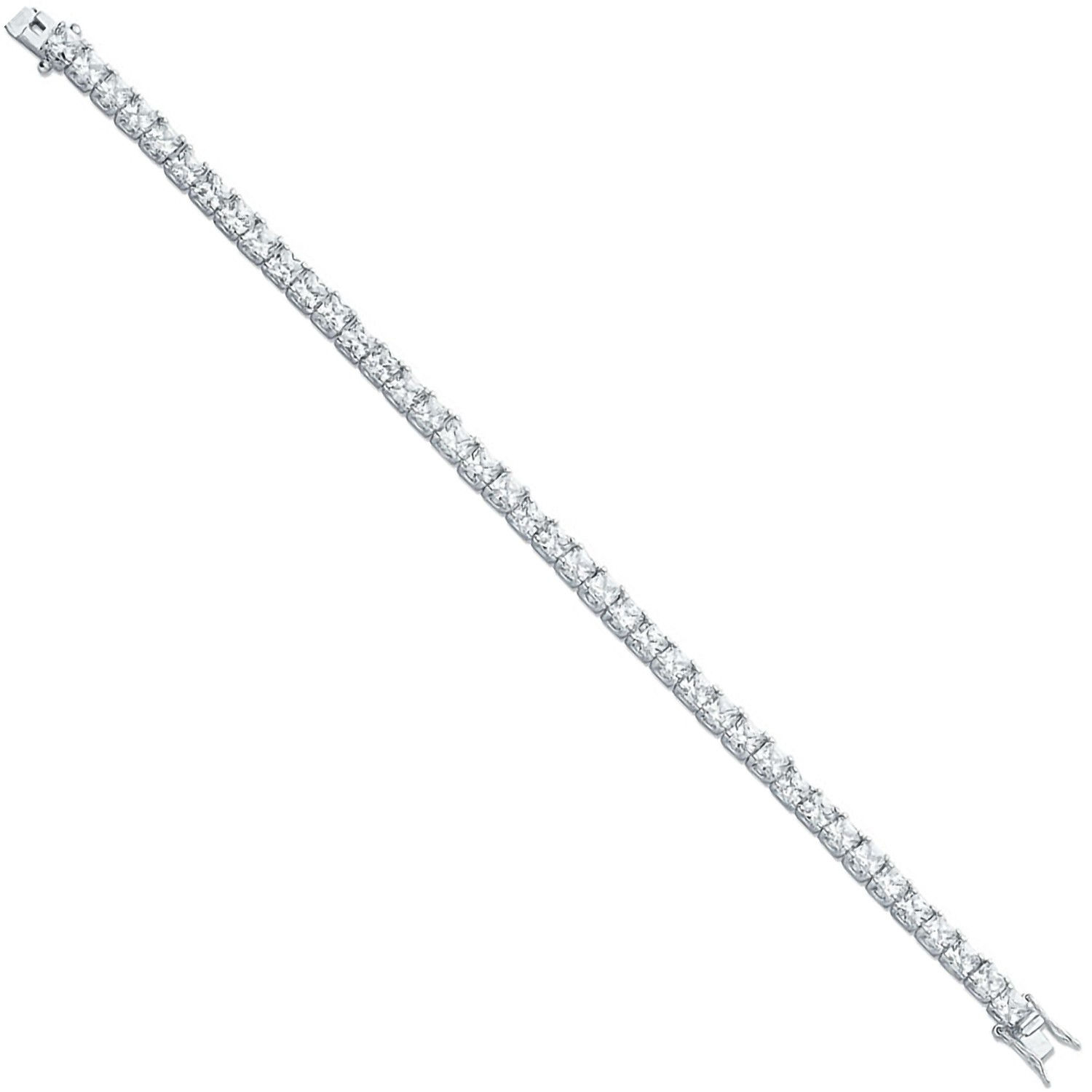 Silver Princess Cut Cz Tennis Bracelet