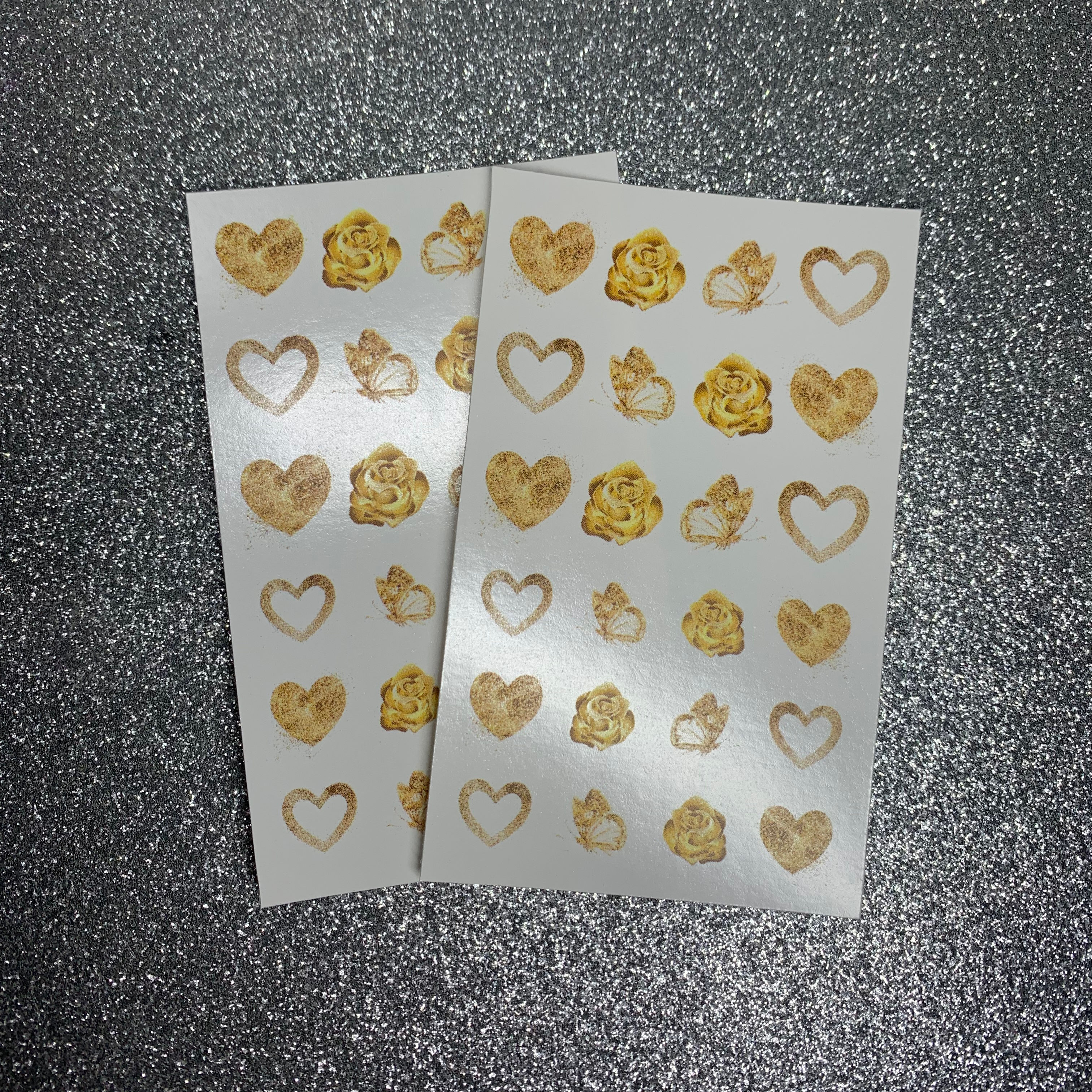 Gold Rose Heart Decals 