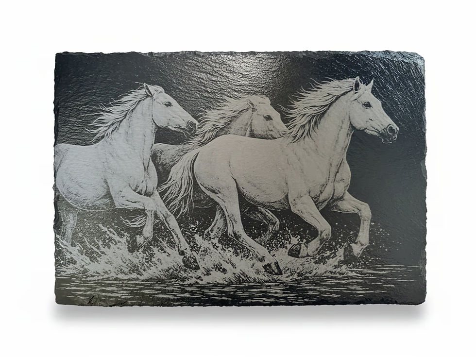 Laser engraved horse running slate board — Whimsical & Roo