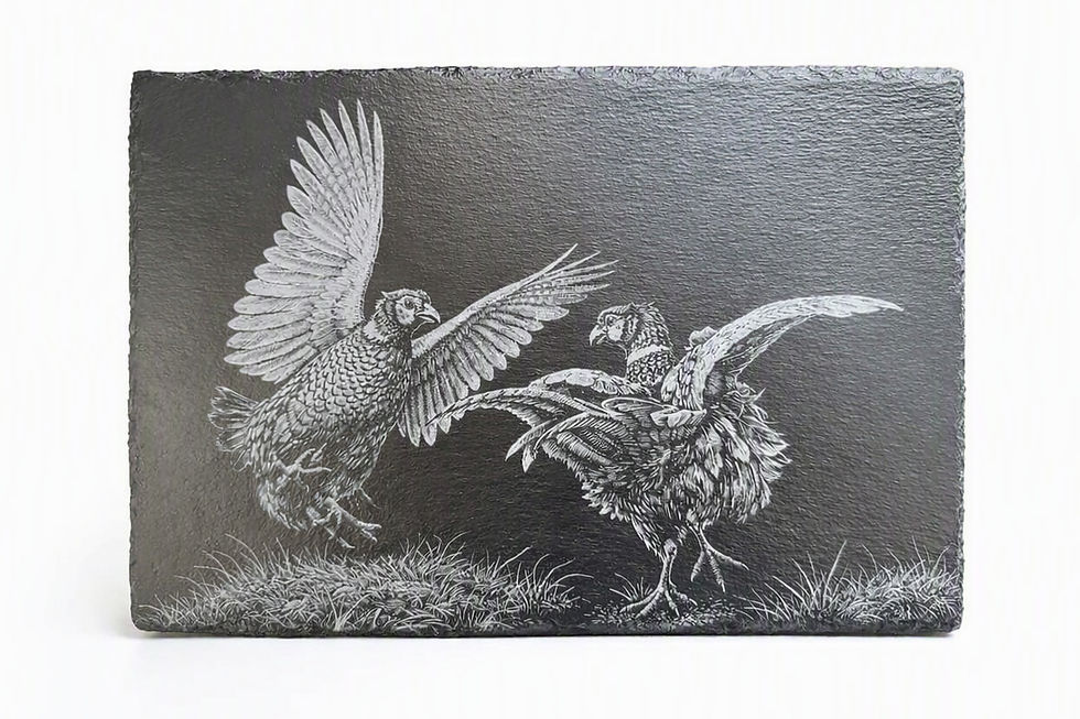 Laser engraved pheasant slate board — Whimsical & Roo