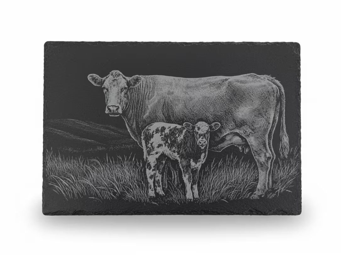 Laser engraved cow slate board — Whimsical & Roo