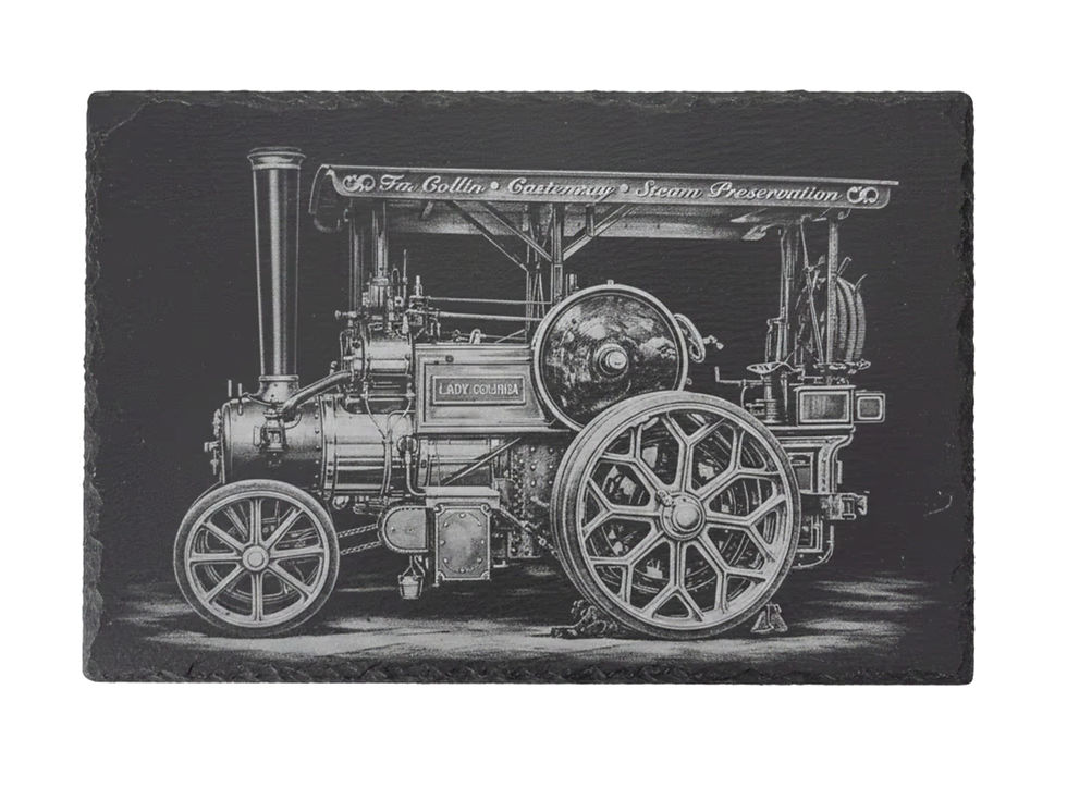 Laser engraved steam engine slate board — Whimsical & Roo