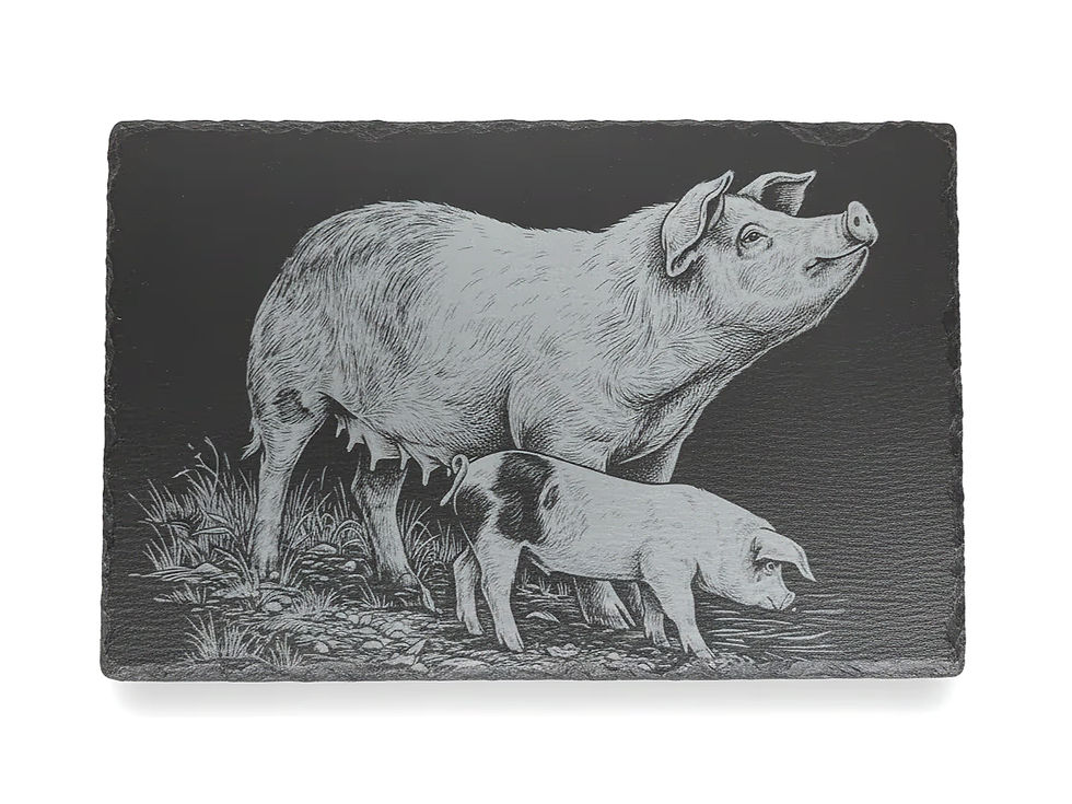 Laser engraved pig slate board — Whimsical & Roo