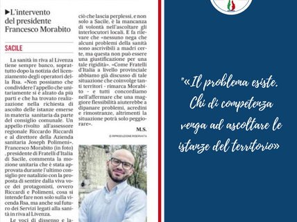 Sanità: bisogna ascoltare il territorio