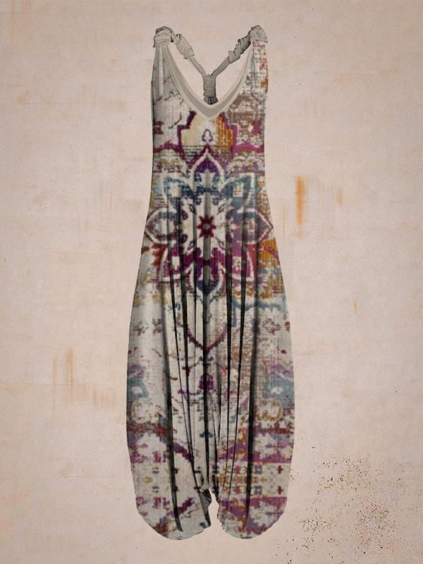 Thumbnail: Geometric Print Loose Plus Size Casual Suspender Jumpsuit Harem Jumpsuit Women