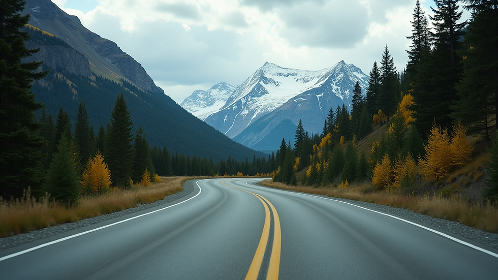 Eye-level view of a winding road through Glacier National Park
