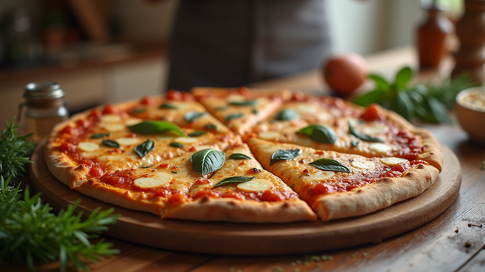 Vue en plongée d'une pizza maison avec garniture généreuse