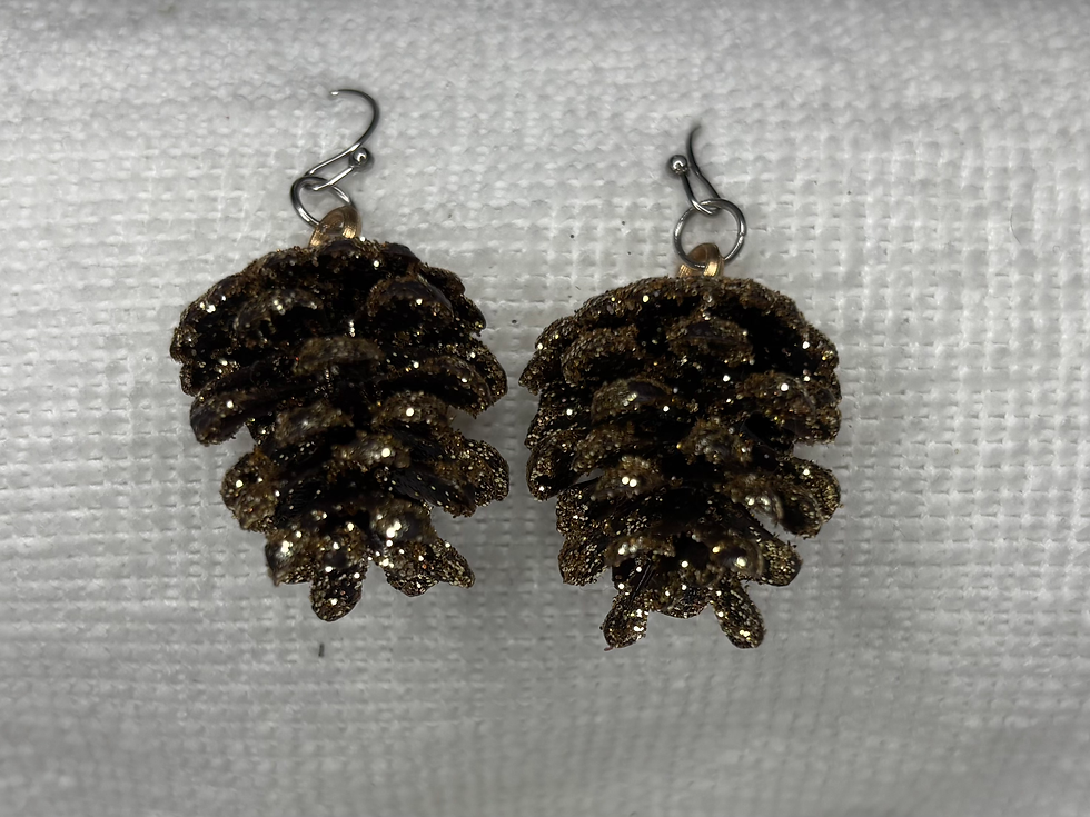Thumbnail: Glitter Faux Pinecone Earrings