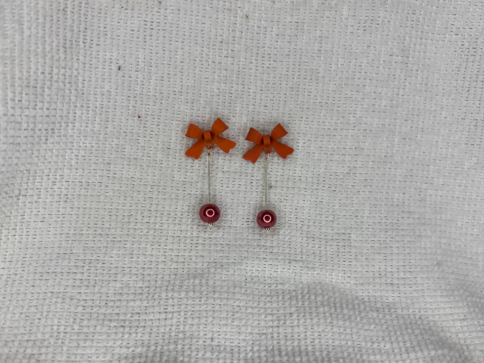 Thumbnail: Simple Bow and Bead Earrings