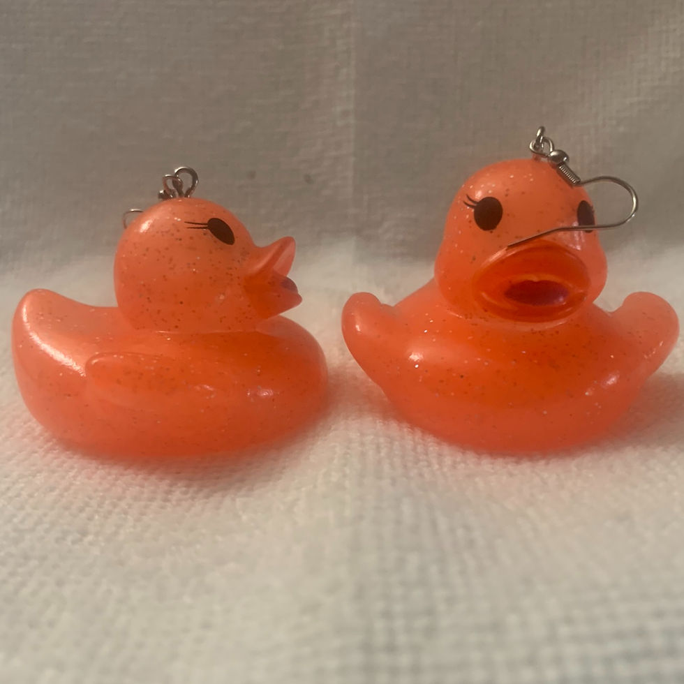 Thumbnail: Glitter Rubber Duck Earrings-Medium