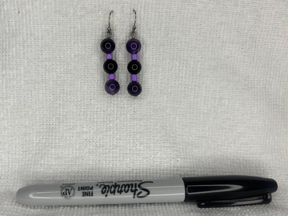 Thumbnail: Amethyst, Obsidian, and Glass Earrings