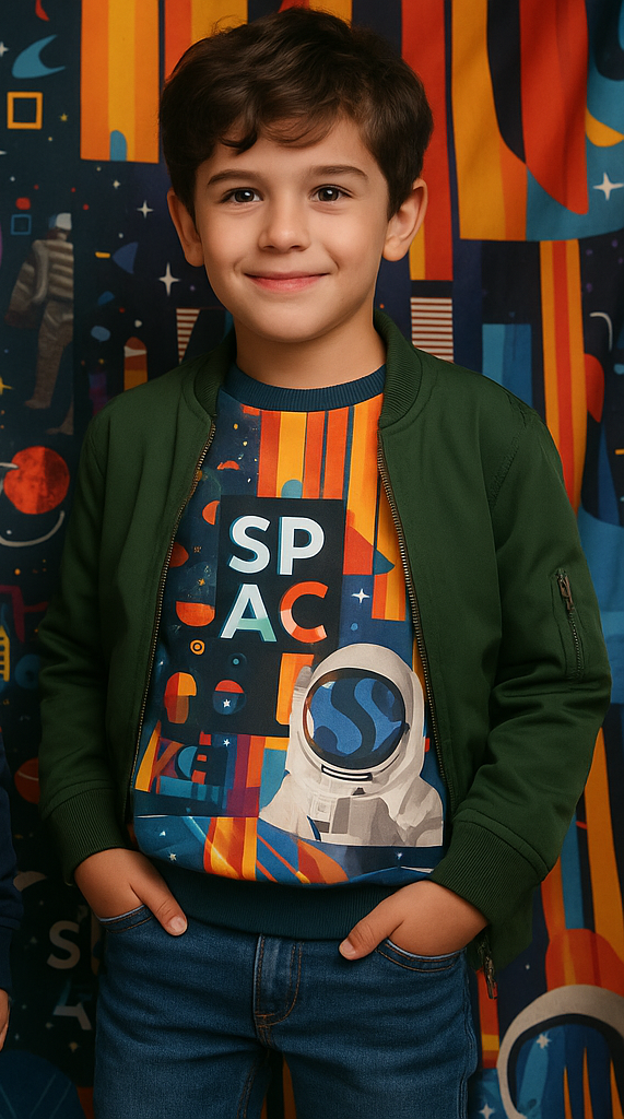 Stenzo French terry astronaut lengte 75 cm breedte 150 cm - paneel klap24k