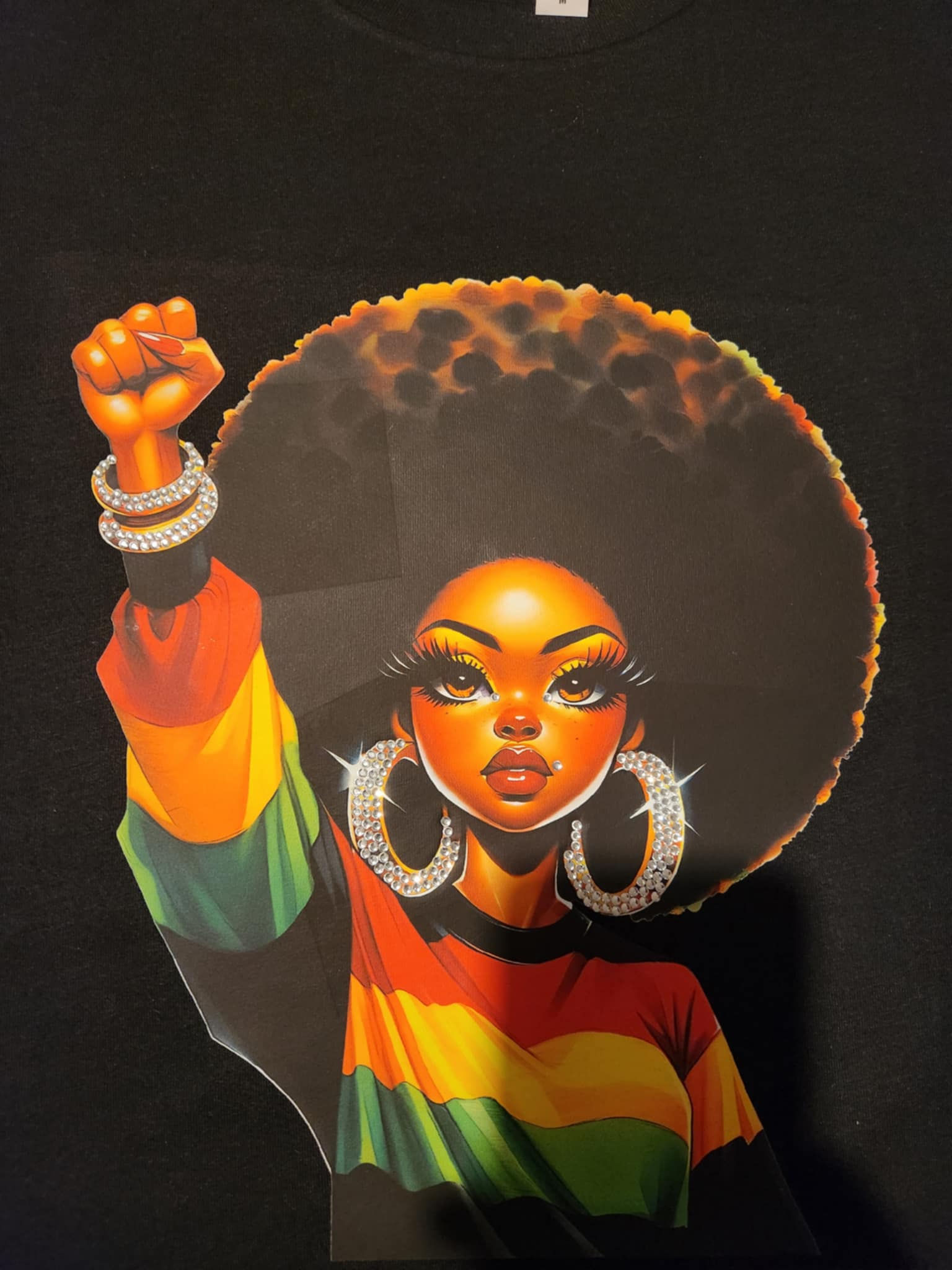 Woman Afro Power Fist - Bling