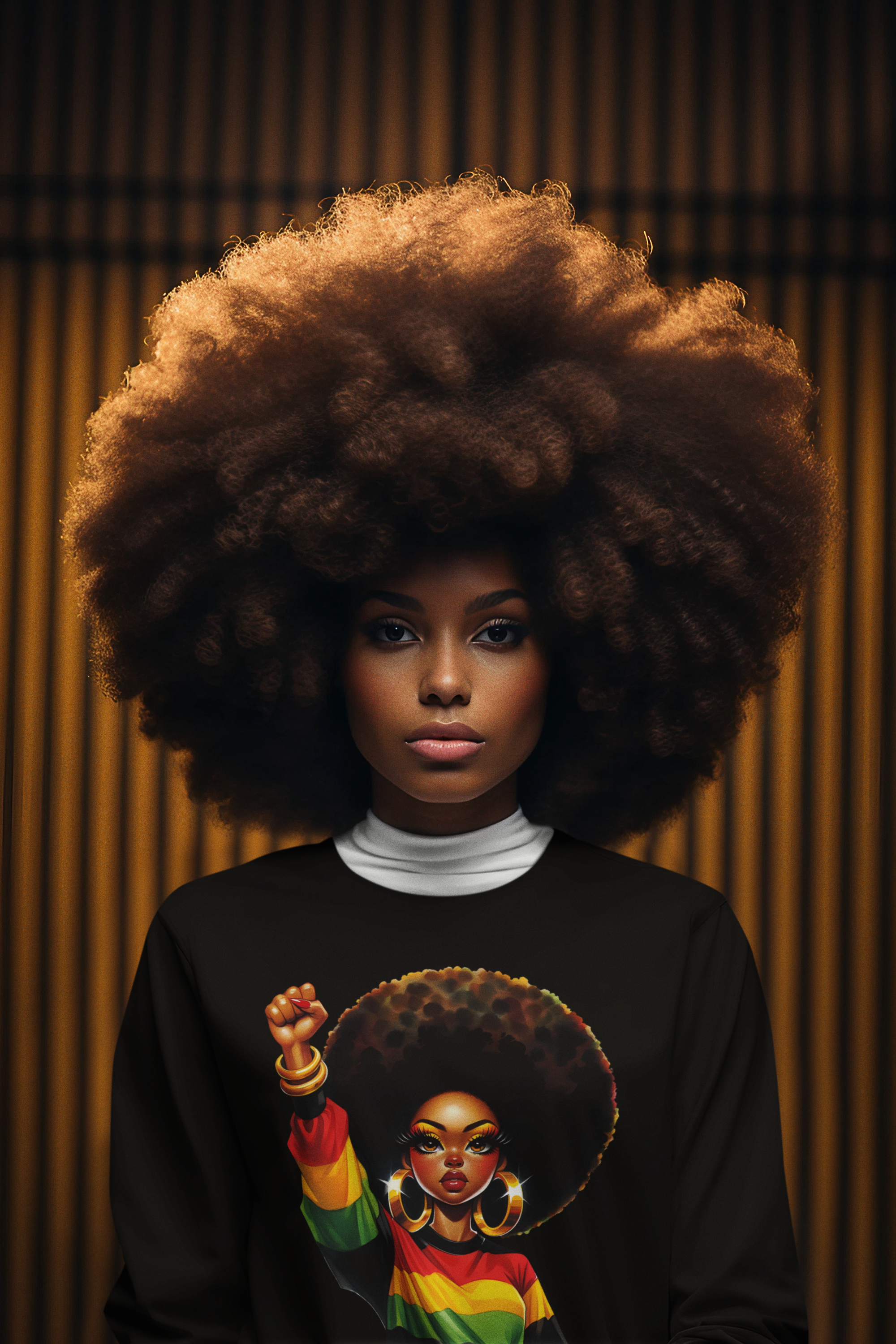 Longsleeve Woman Afro Power Fist