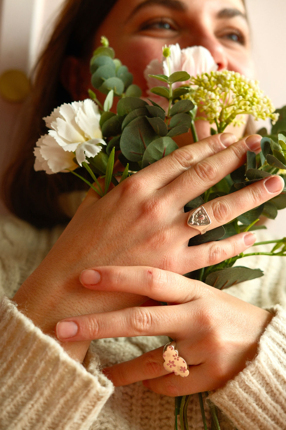 Thumbnail: Chevalières argent brillant avec émail, Marie Pompougnac joaillerie, fait main en France