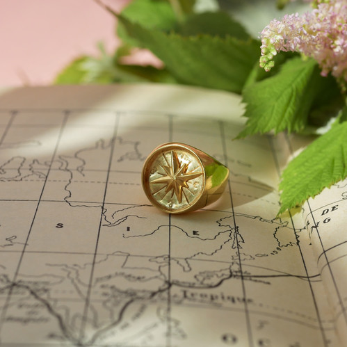 Chevalière rose des vents vermeil Bijoux