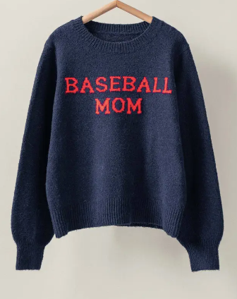 Baseball Mom Graphic Knit Sweater