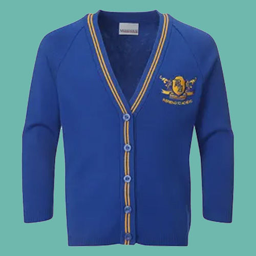 The blue girls cardigan for Bamford Academy.
