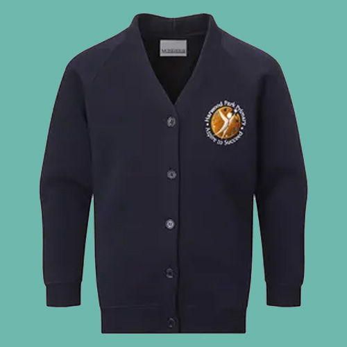 The navy cardigan for Harwood Park Primary School
